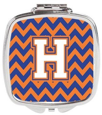 CJ1060-HSCM Letter H Chevron Blue & Orange No.3 Compact Mirror