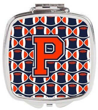 CJ1066-PSCM Letter P Football Orange, Blue & White Compact Mirror