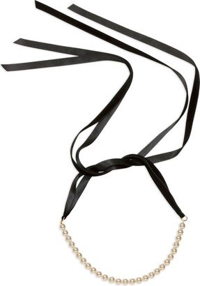 Pearl Ribbon-Tie Necklace