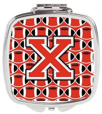 CJ1067-XSCM Letter X Football Scarlet & Grey Compact Mirror