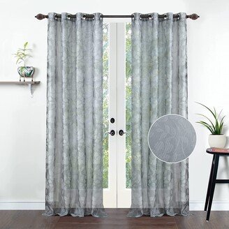 Deco Window 2 Pcs Sheer Curtains Panels for Doors 7.5 ft Polyester Transparent Light Filtering with SS Eyelet for Bedroom & Living Room