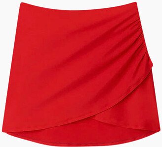 The Ruched Swim Skirt - Lava