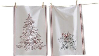 tagltd Mistletoe Tree Dishtowel A/2