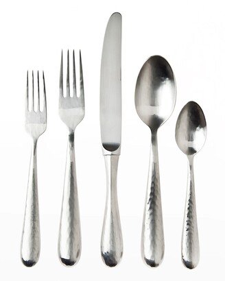 5-Piece Florence Satin Hammered Flatware Set