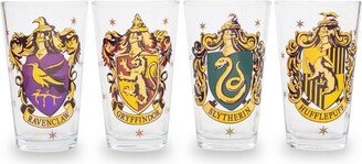 Silver Buffalo Hogwarts House Crests 16-Ounce Pint Glasses | Set of 4