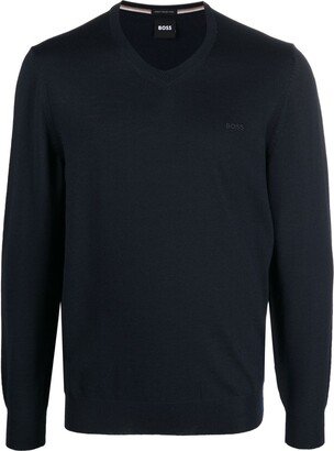 logo-embroidered V-neck jumper-AJ