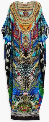 Embellished printed silk-chiffon kaftan-AA