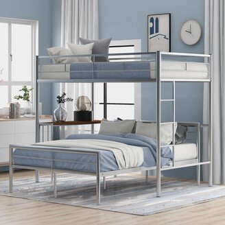 GREATPLANINC Versatile Use Build to Last Twin Over Full Metal Bunk Bed with Desk, Ladder and Quality Slats for Bedroom