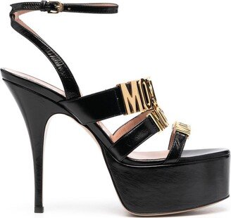 Logo Leather Platform Sandals