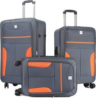 Janna Soft Shell Designer 3Pc Expandable Luggage Set-AA