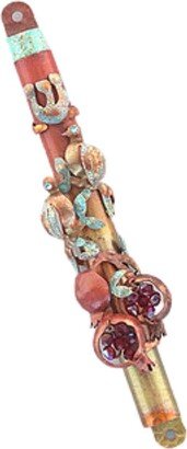 Unique Copper Mezuzah Case With Pomegranate Decorations