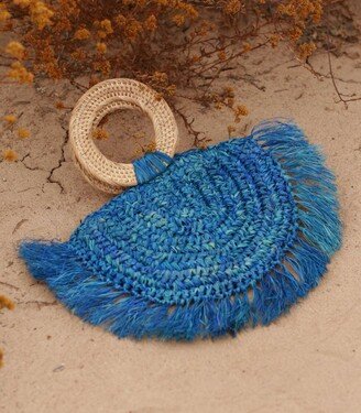 BRUNNA CO WARRIOR Raffia Straw Bag In Blue