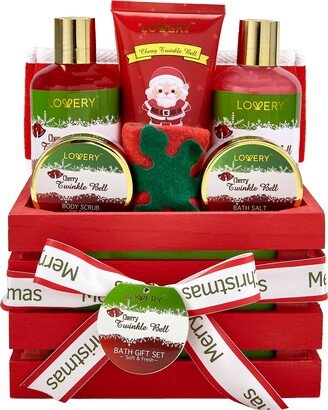 Lovery Bath And Body Christmas Gift Cherry Twinkle Bell Home Spa Set