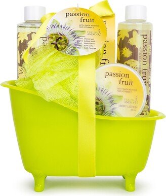 Freida and Joe Passion Fruit Fragrance Bath & Body Spa Gift Set in an Apple Green Tub Basket