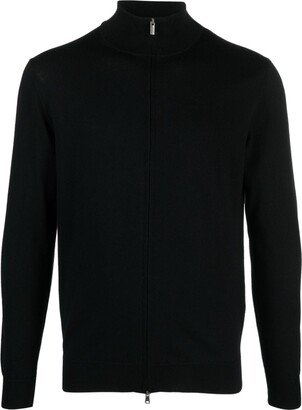 Boggi Milano High-Neck Zip-Up Wool Jumper