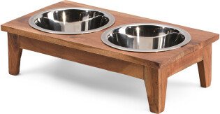 TJMAXX Acacia Wood Pet Feeder With Bowls