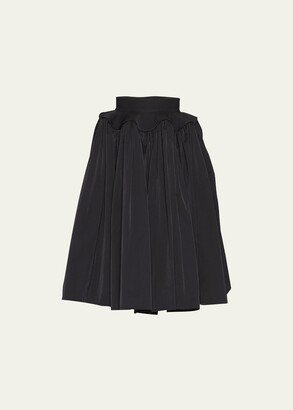 Gathered Midi Skirt w/ Flare Waistband-AA