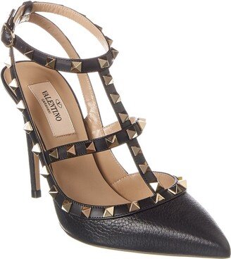 Rockstud Caged 100 Grainy Leather Pump-AA