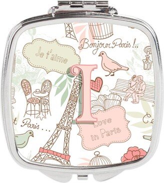 CJ2002-ISCM Letter I Love in Paris Pink Compact Mirror