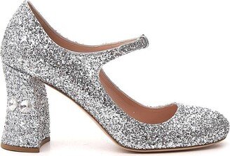 Crystal Embellished Glitter Pumps