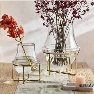 Glass Vase with Brass Stand-AA