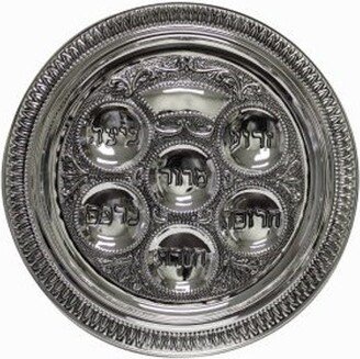 Seder Plate, Silver Plated Passover Pesah Tray Adding The Symbolic Food, Jewish Holidays Pesach 100% Kosher Made in Israel-AC