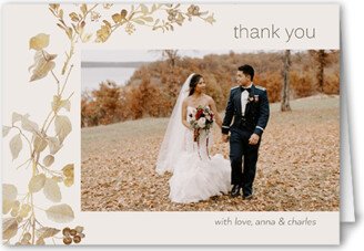 Wedding Thank You Cards: Golden Grace Thank You Card, Gray, 3X5, Matte, Folded Smooth Cardstock