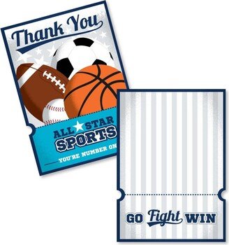 Big Dot Of Happiness Go, Fight, Win - Sports - Party Shaped Thank You Cards with Envelopes - 12 Ct