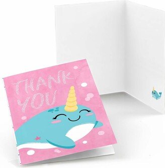 Big Dot Of Happiness Narwhal Girl - Under The Sea Baby Shower or Birthday Thank You Cards (8 count)