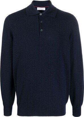 Long-Sleeved Cashmere Polo Shirt-AA