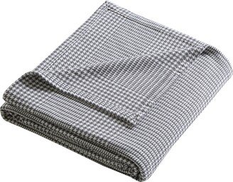 Closeout! Houndstooth Stripe Dobby Cotton King Blanket