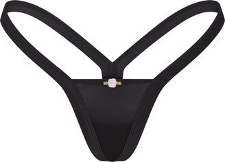 Stretch Satin Butterfly Thong | Onyx