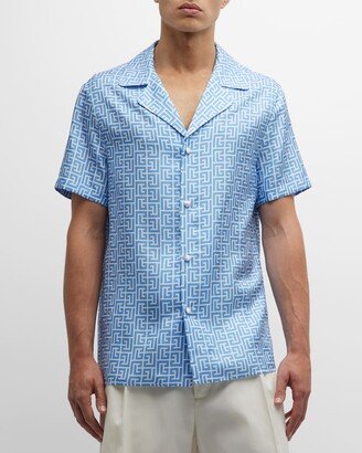 Men's Monogram Silk Pajama Shirt