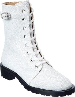 Crystal Buckle Lace-Up Bootie