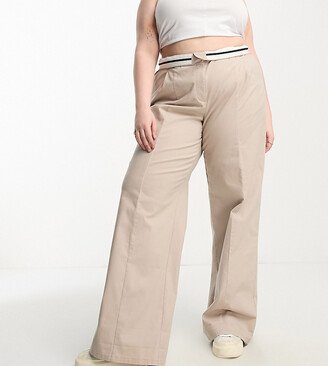 Curve oversized wide leg chino pants in sand