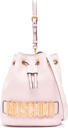 Logo-Plaque Leather Bucket Bag-AC