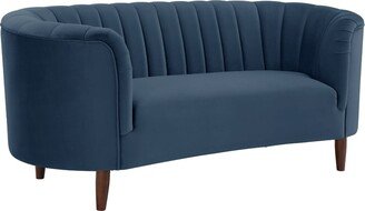 Velvet Upholstered Loveseat with Wood Legs