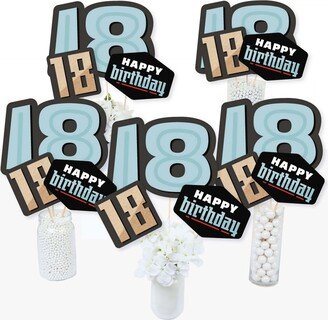 Big Dot Of Happiness Boy 18th Birthday - Birthday Party Centerpiece Sticks - Table Toppers -Set of 15