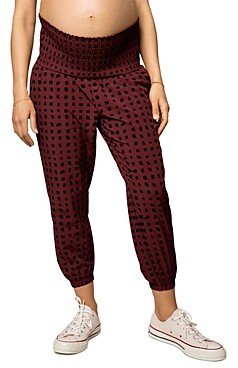 Maternity Printed Smocked Waist Jogger Pants