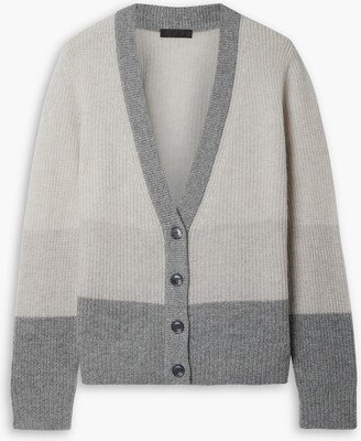 Color-block cashmere cardigan