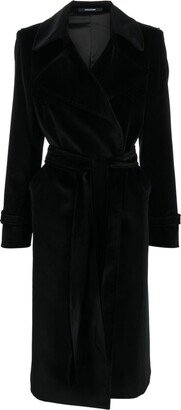 Carola belted velvet trench coat