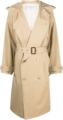 Hooded Double-Breasted Trench Coat