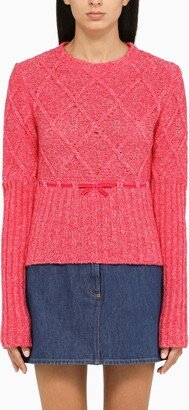 Fuchsia wool crew-neck jumper-AA