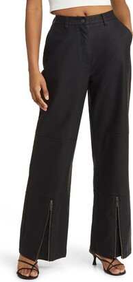 Faux Leather Zip Hem Pants