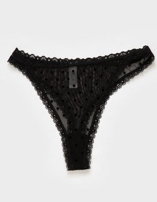 Flocked Dot Mesh Thong