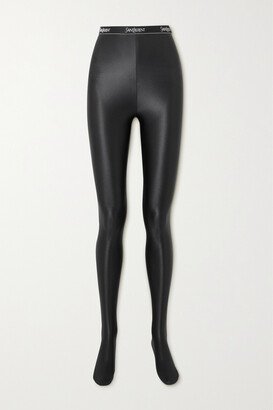 Glossed Stretch Leggings - Black