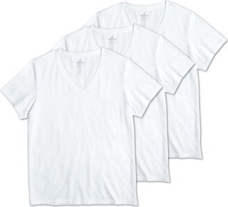 3-Pack Women's Pima Cotton V-Neck - Plus Size T-Shirt 3-Pack - White - 2X