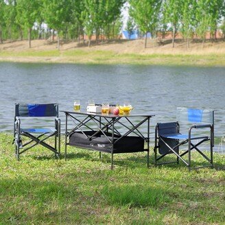 3 Pieces Folding Table and Chairs Set with One Rectangle Table