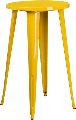 Emma and Oliver Commercial Grade 24 Round Yellow Metal Indoor-Outdoor Bar Height Table