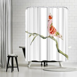 71 x 74 Shower Curtain, Pink Bird Singing by Bari J. Ackerman